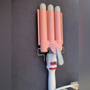 Pink Triple Barrel Hair Waver Styling Tool